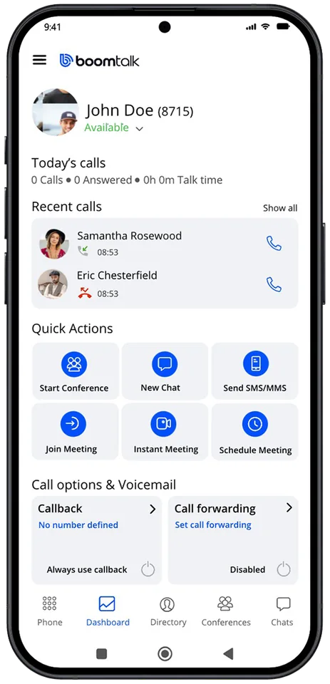 BoomTalk Communicator app dashboard